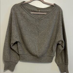 Free People Heather Gray V-Neck Sweater